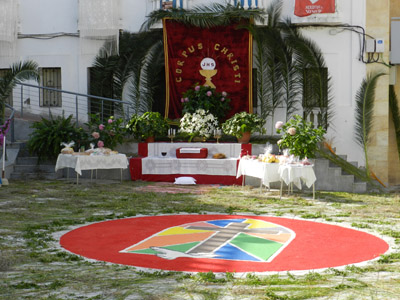 Plaza de España con altar del Corpus